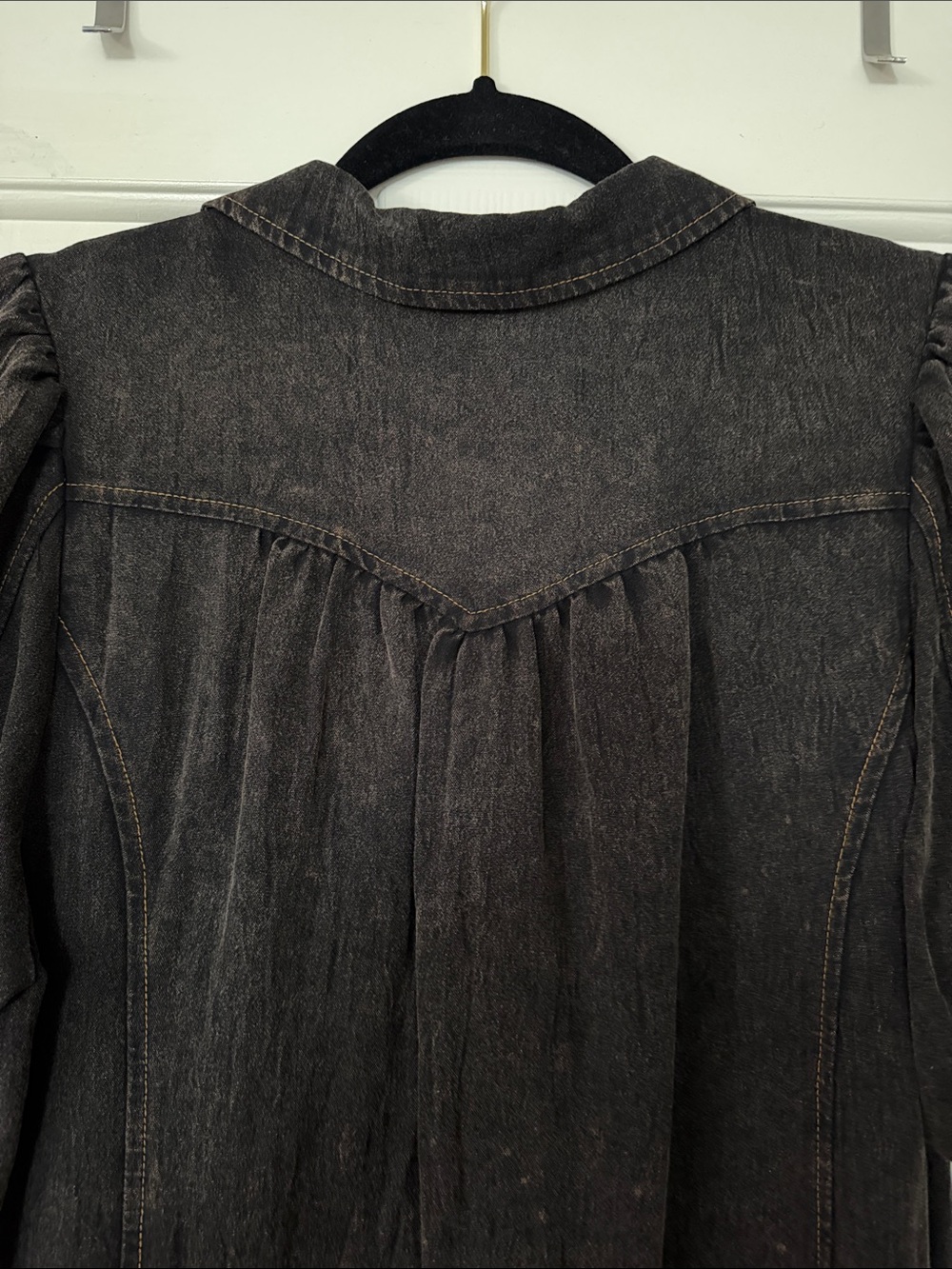 UMGEE Washed Black Button-Front Country Style Midi Dress - Picture 7 of 7